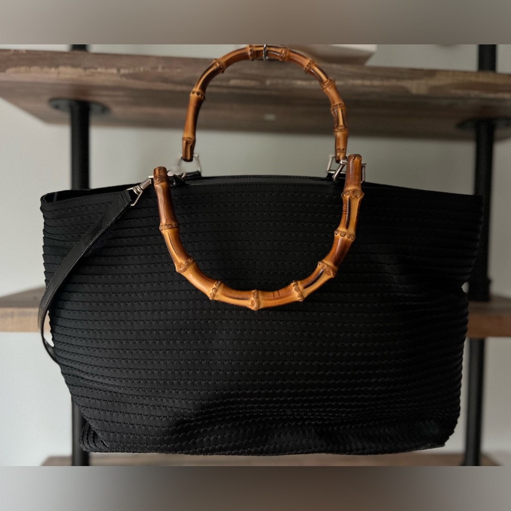 GUCCI Bamboo Black Tom Ford Tote Silver Hardware - Picture 5 of 8